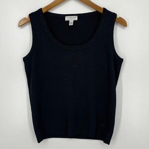 St. John Sport Marie Gray Tank Top Women's Size S Black Sleeveless Wool Blend